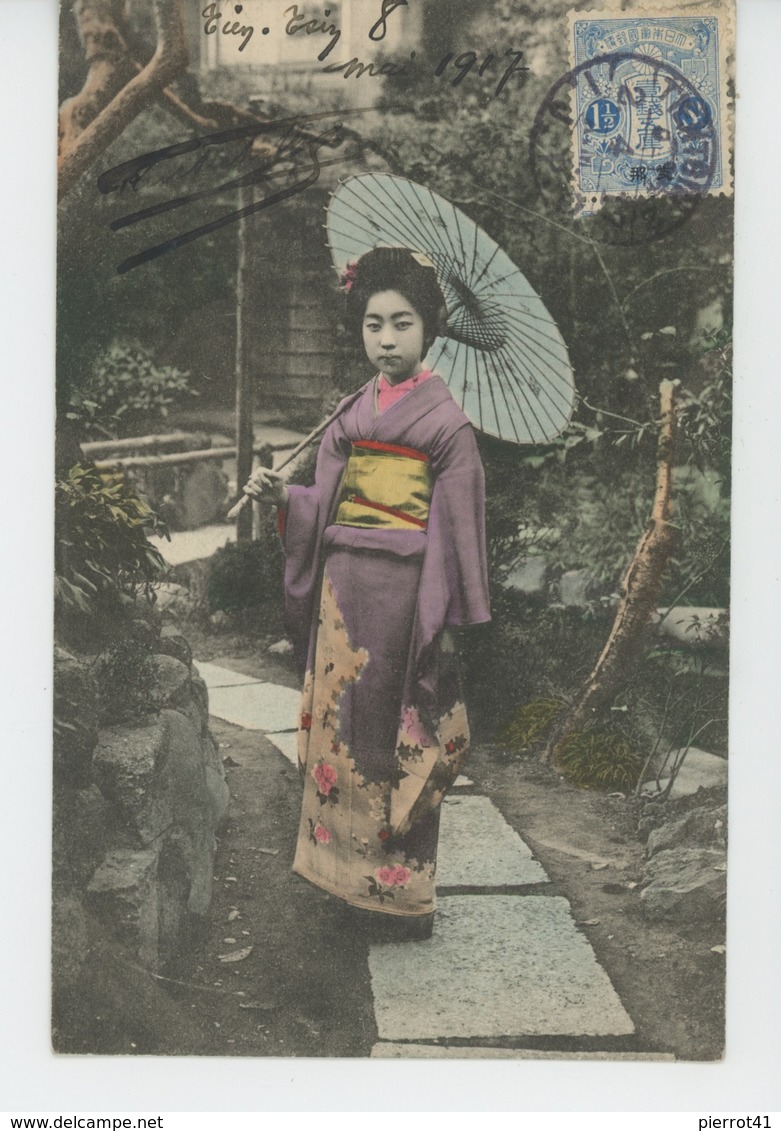 FEMMES - FRAU - LADY - ASIE - JAPON - JAPAN -Portrait Femme Japonaise GEISHA (Japanese Woman )écrite à TIEN TSIN - CHINE - Femmes