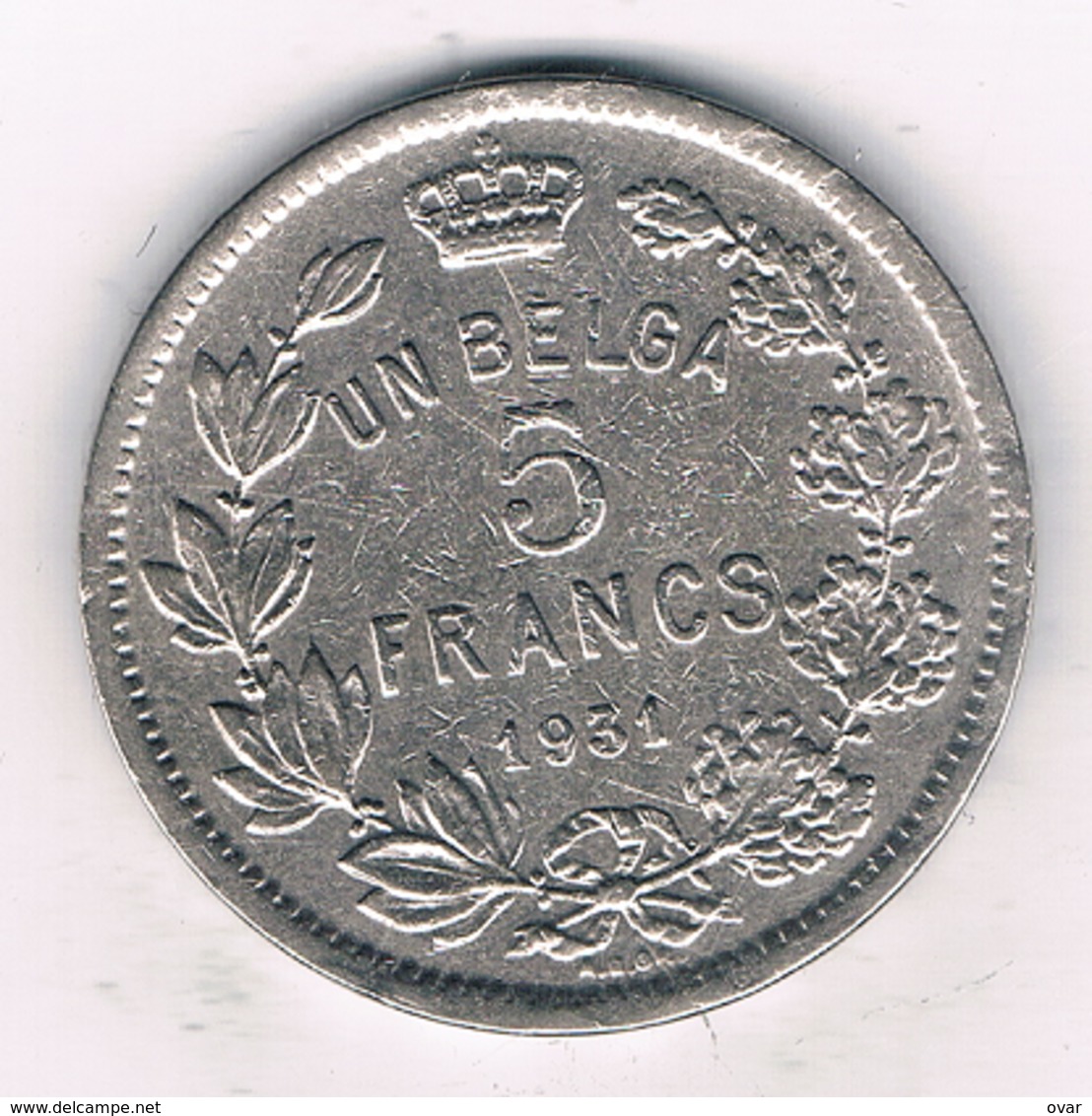 5 FRANCS 1931  FR BELGIE /8728/ - 5 Francs & 1 Belga