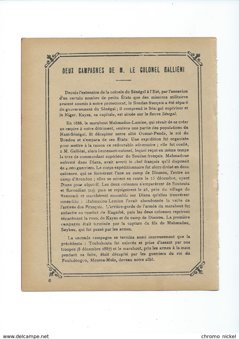 SOUDAN Assaut De Toubakouta (1887) Colonne FORTIN Galliéni Protège-cahier Couverture 220 X 175  Bon état 3 Scans - Protège-cahiers