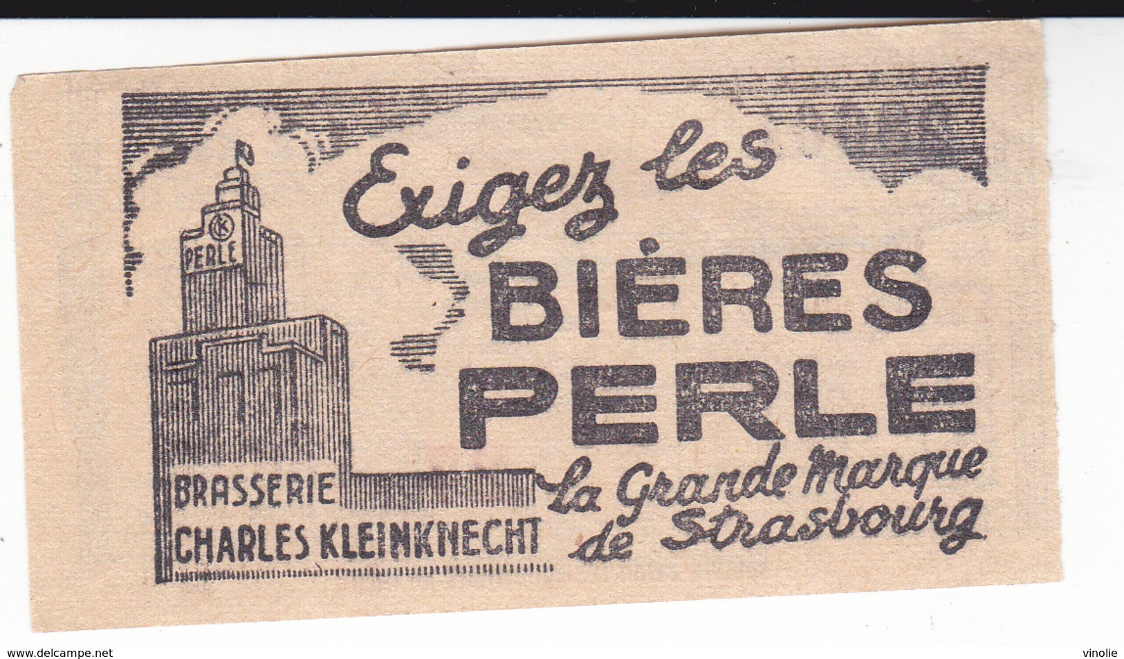 PIE-VPT-18-029 : TICKET. COMPAGNIE DES TRAMWAYS STRASBOURGEOIS. PUBLICITE DES BIERES PERLE  BARSSERIE CH. KLIENKNECHT - Europe