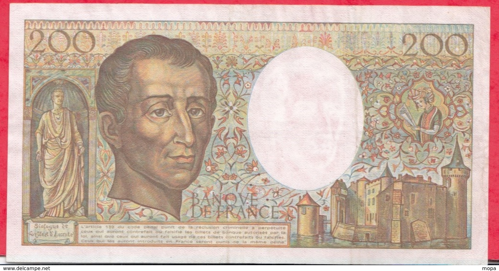 200 Francs "Montesquieu" 1986 -----XF/SUP+---Série E.043---2 TROU D EPINGLE - 200 F 1981-1994 ''Montesquieu''