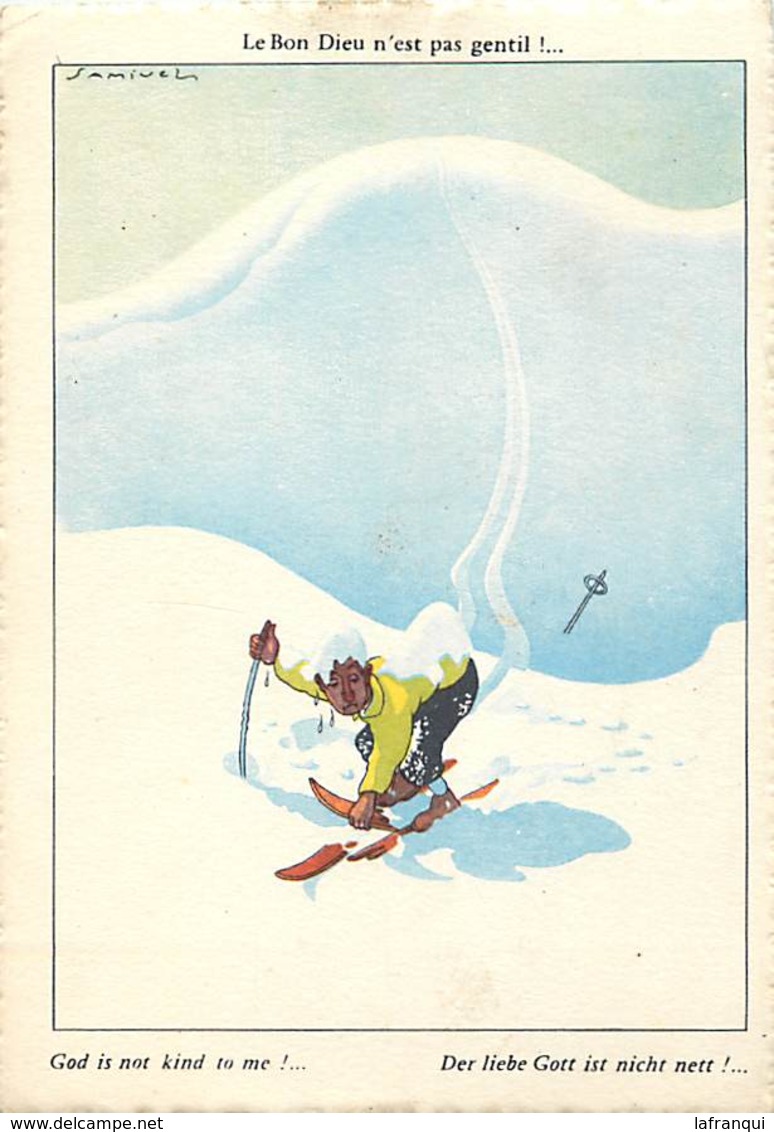 Gd Format :environ15cms X10cms -ref Y166 - Illustrateurs -illustrateur Samivel -montagne -sports D Hiver -ski -skieur - Samivel