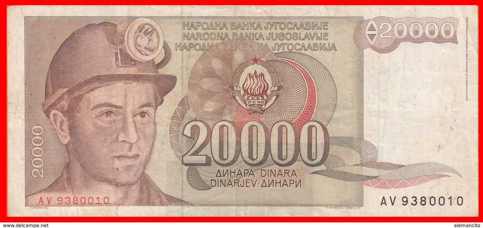 BILLETE YUGOSLAVIA. 20.000 DINARES. 1987. - Yugoslavia