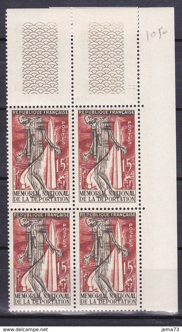 N°1050 Mémorial National De La Déportation à Struthof: Un Bloc De 4  Timbres Neuf Sans Charnière - Neufs