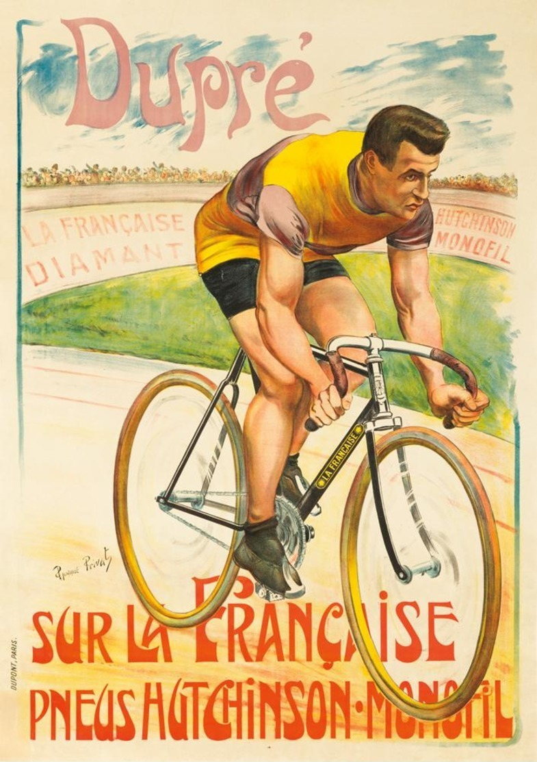 Cycle Postcard La Francaise Pneu Hutchinson Dupré 1909 - Reproduction - Publicité