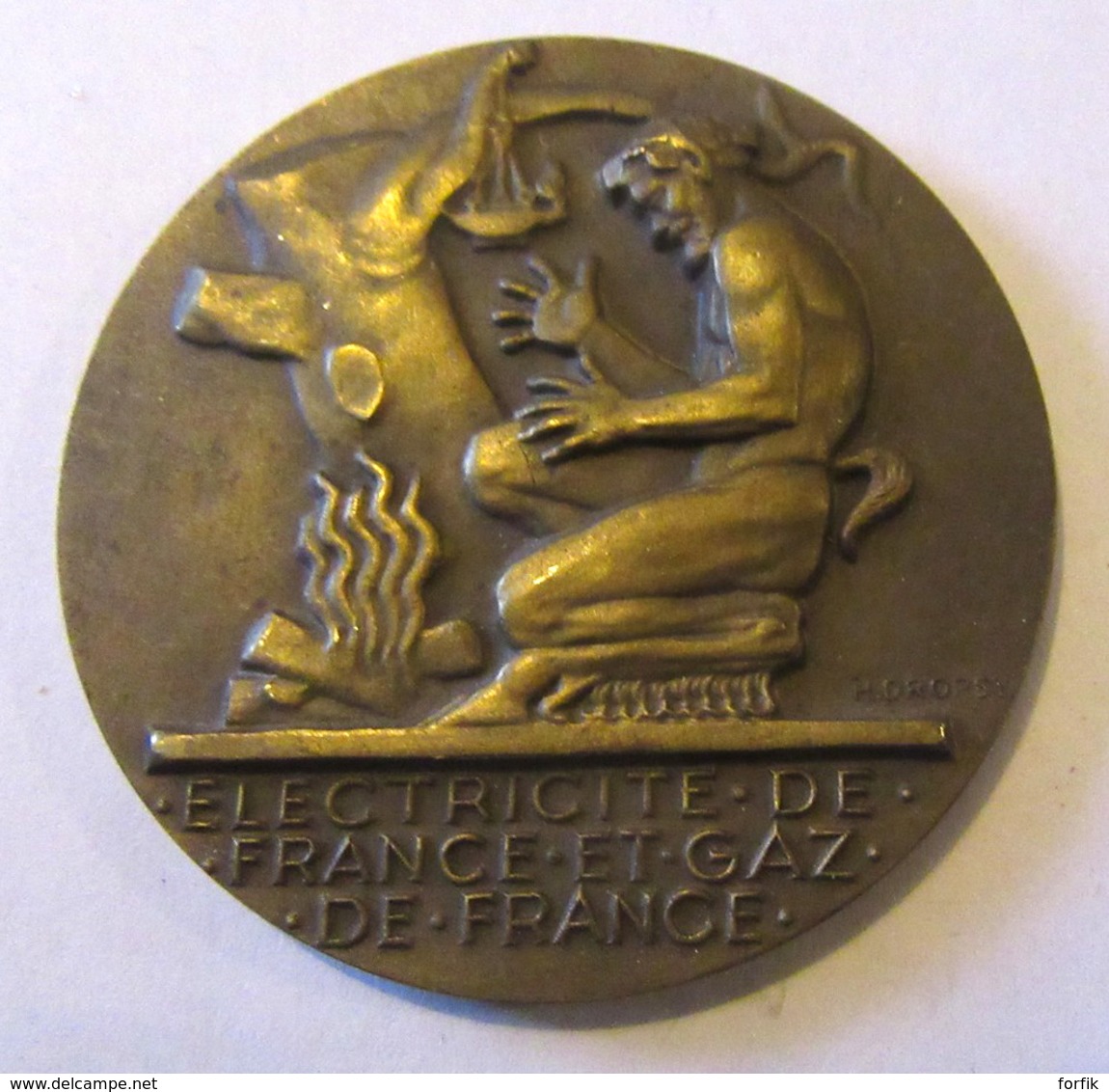 France - Médaille EDF / GDF Electricité Et Gaz De France - Bronze - 20 Années De Service - Attribuée - TBE - Professionnels / De Société