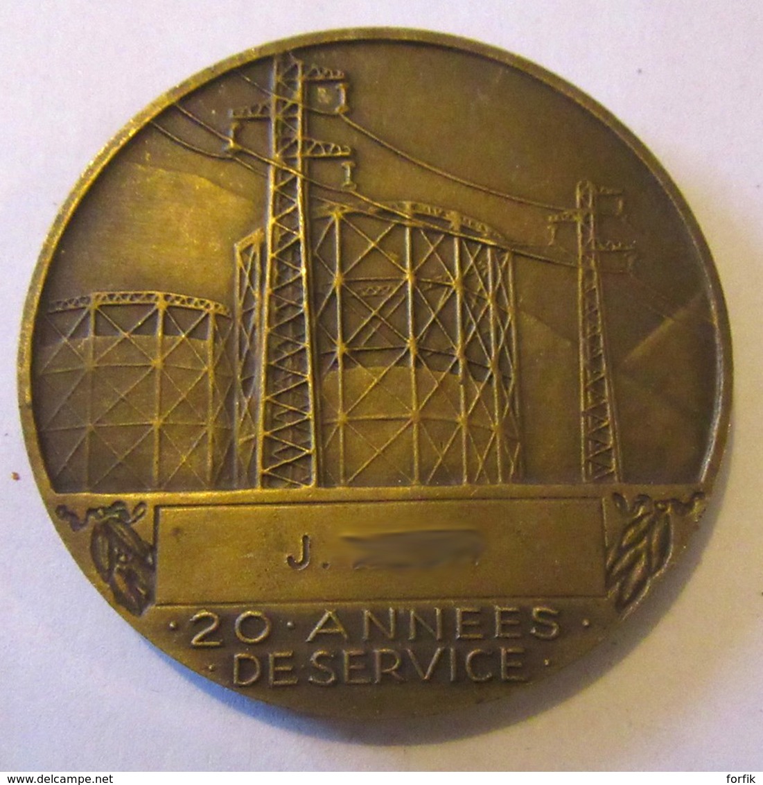 France - Médaille EDF / GDF Electricité Et Gaz De France - Bronze - 20 Années De Service - Attribuée - TBE - Professionnels / De Société