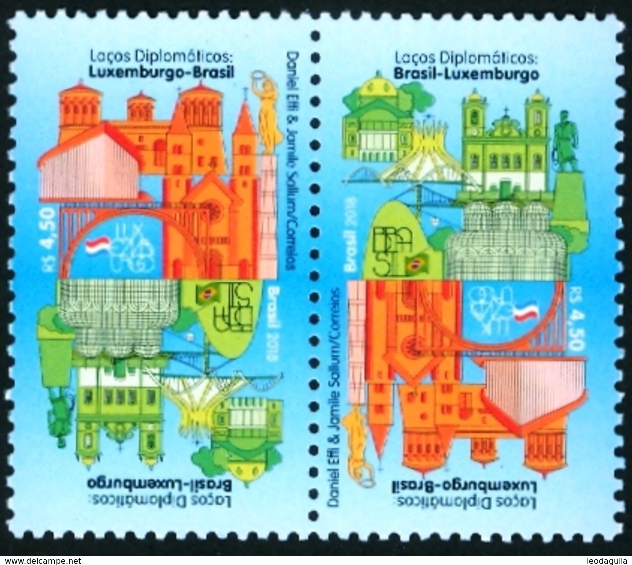 BRAZIL 2018  -   BRAZIL AND LUXEMBOURG  - INV.  PAIR -  MINT - Neufs