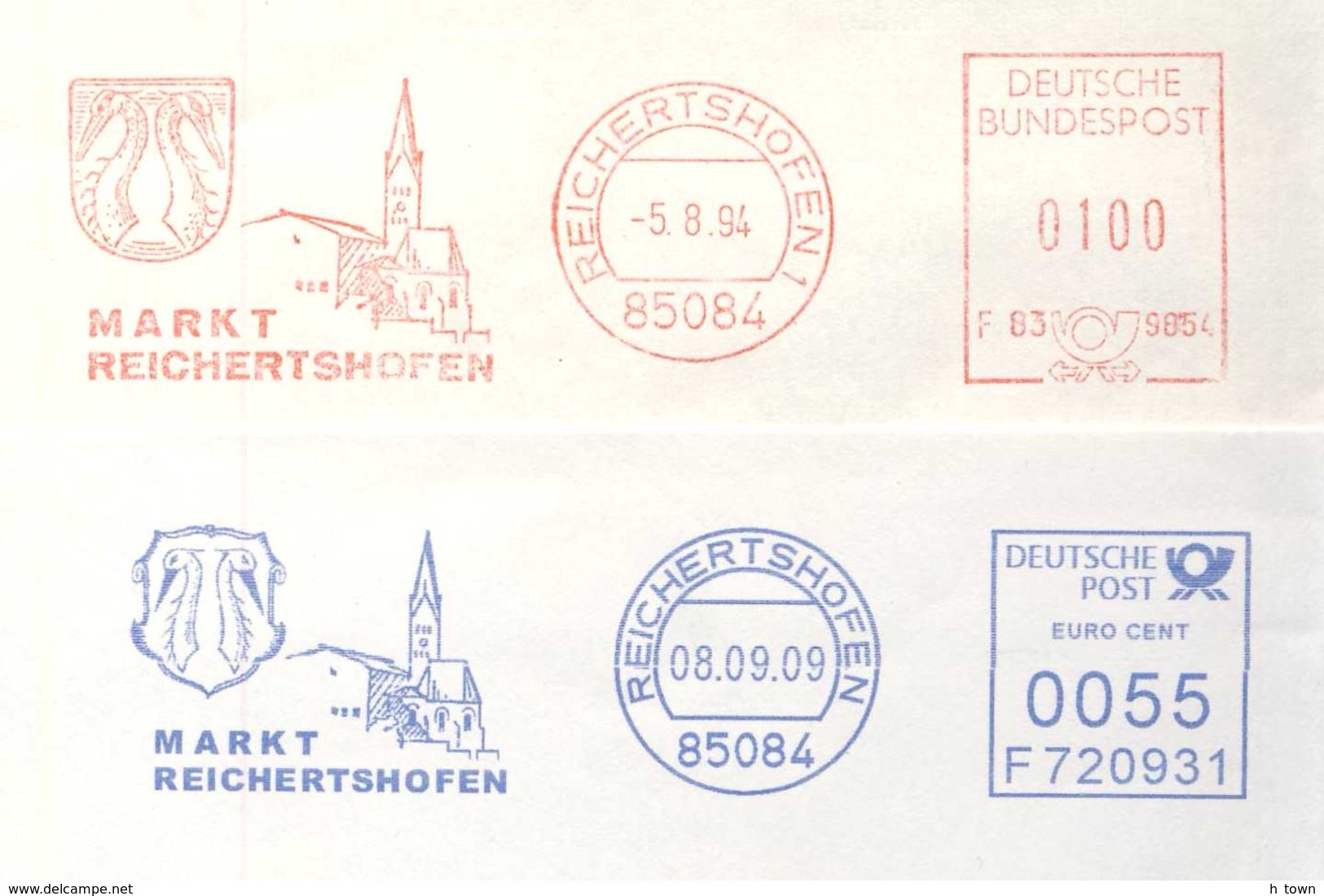 5168  Héron: Deux Ema D'Allemagne, 1994/2009  -  Egret Meter Stamps From Reichertshofen, Germany - Storchenvögel