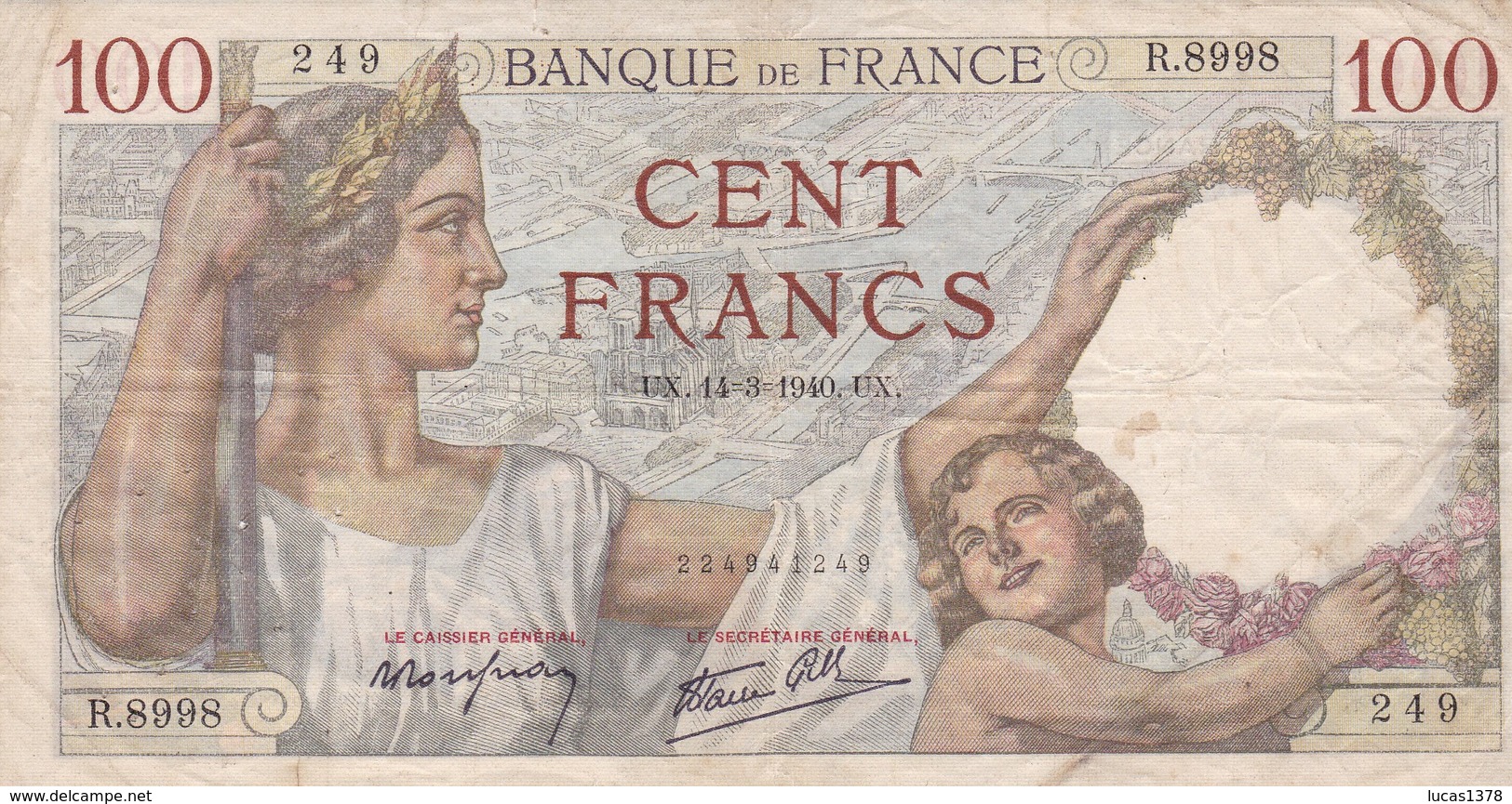 100 FRANCS SULLY TYPE 1939 / 14/03/1940 - 100 F 1939-1942 ''Sully''