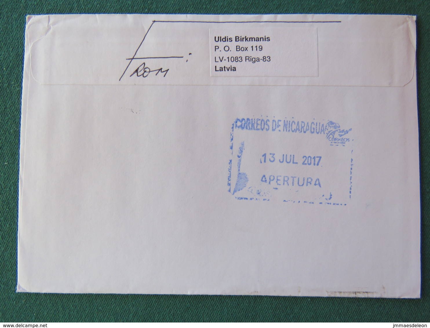 Latvia 2017 Cover To Nicaragua - Animal Badger - Lettonie