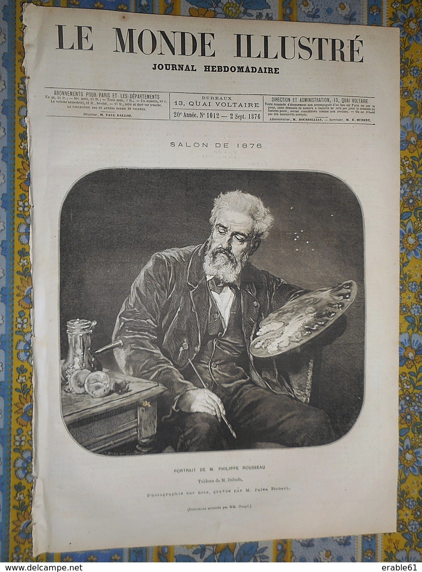 LE MONDE ILLUSTRE 02/09/1876 PHILIPPE ROUSSEAU DUBUFE FETES DOMFRONT SERBIE BATAILLE YAVOR SALONIQUE SOFTAS PUY DE DOME - 1850 - 1899