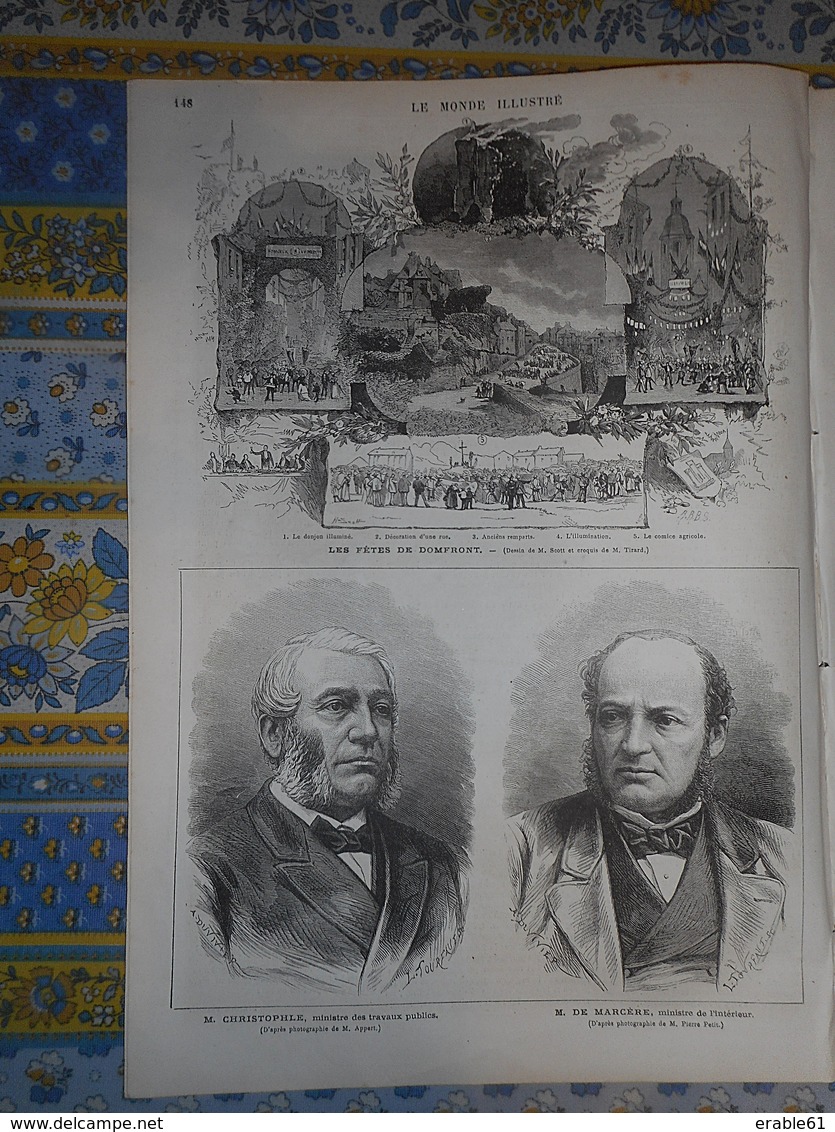 LE MONDE ILLUSTRE 02/09/1876 PHILIPPE ROUSSEAU DUBUFE FETES DOMFRONT SERBIE BATAILLE YAVOR SALONIQUE SOFTAS PUY DE DOME - 1850 - 1899