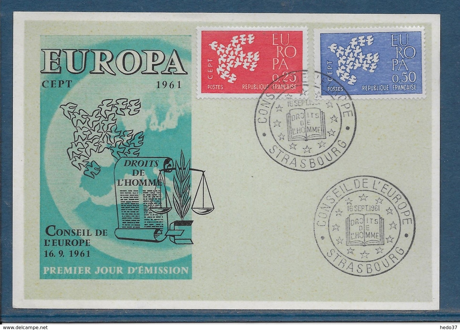 France Europa - Conseil De L'Europe - 1961 - Document - 1961