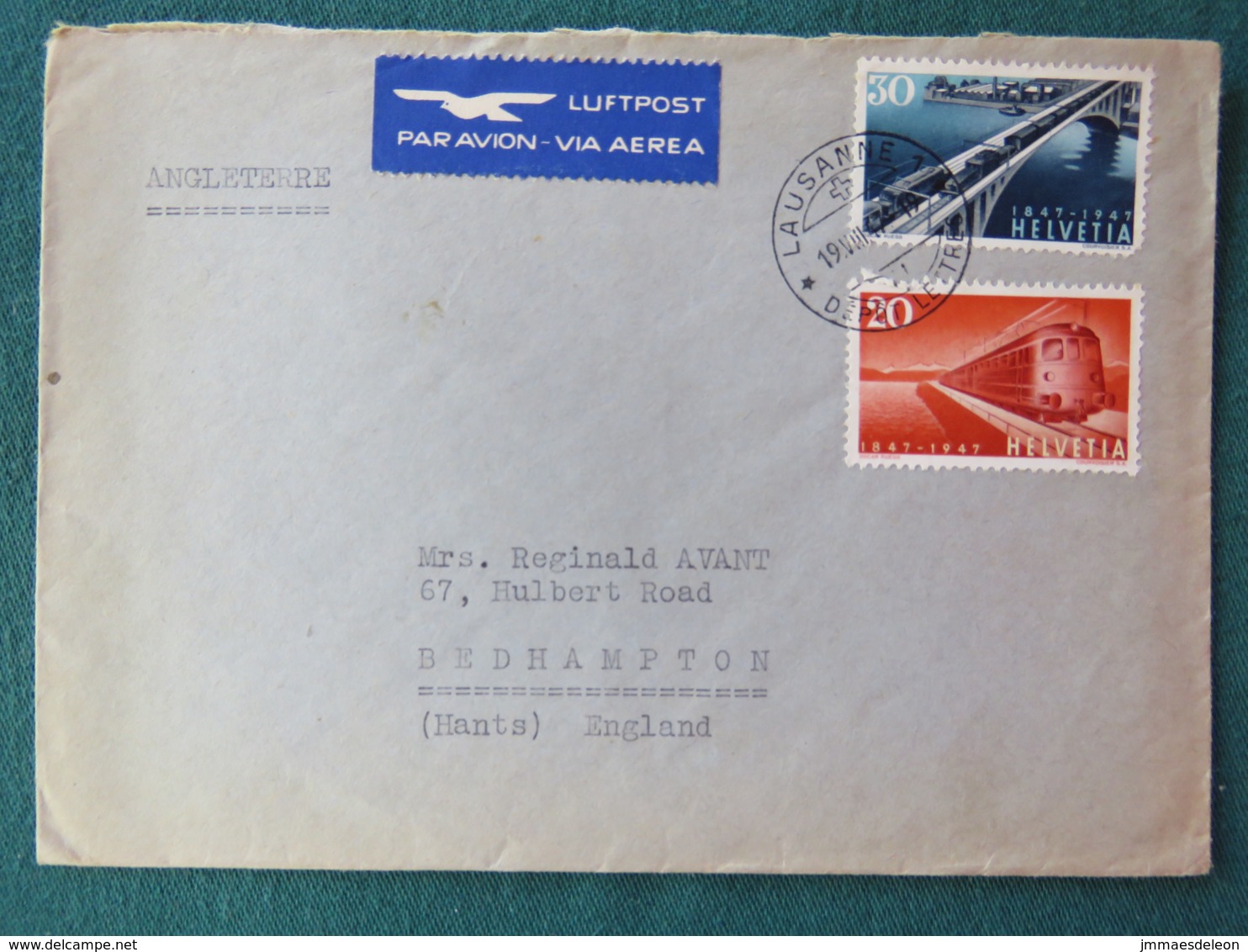 Switzerland 1947 Cover To England - Train Bridge - Lettres & Documents