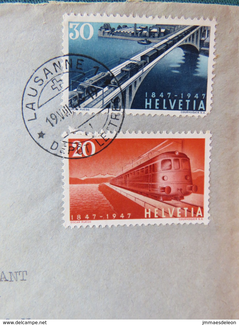 Switzerland 1947 Cover To England - Train Bridge - Lettres & Documents