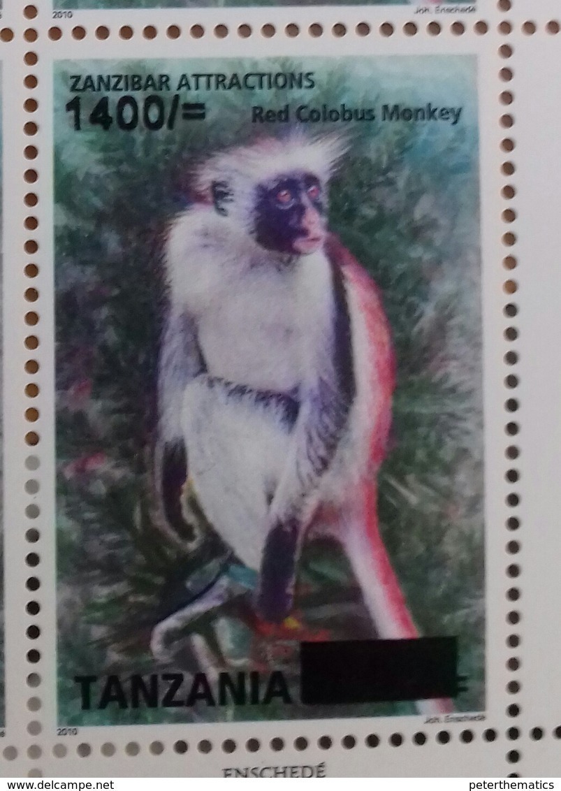 TANZANIA, 2018, MNH, FAUNA, MONKEYS,1v OVERPRINT - Monkeys