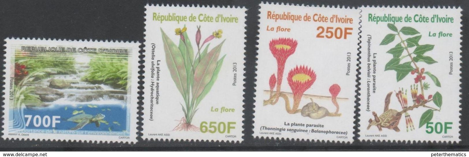 IVORY COAST ,2013,MNH, PLANTS, FLORA, TURTLES, WATERFALLS, ENVIRONMENT PROTECTION, 4v, SCARCE - Turtles