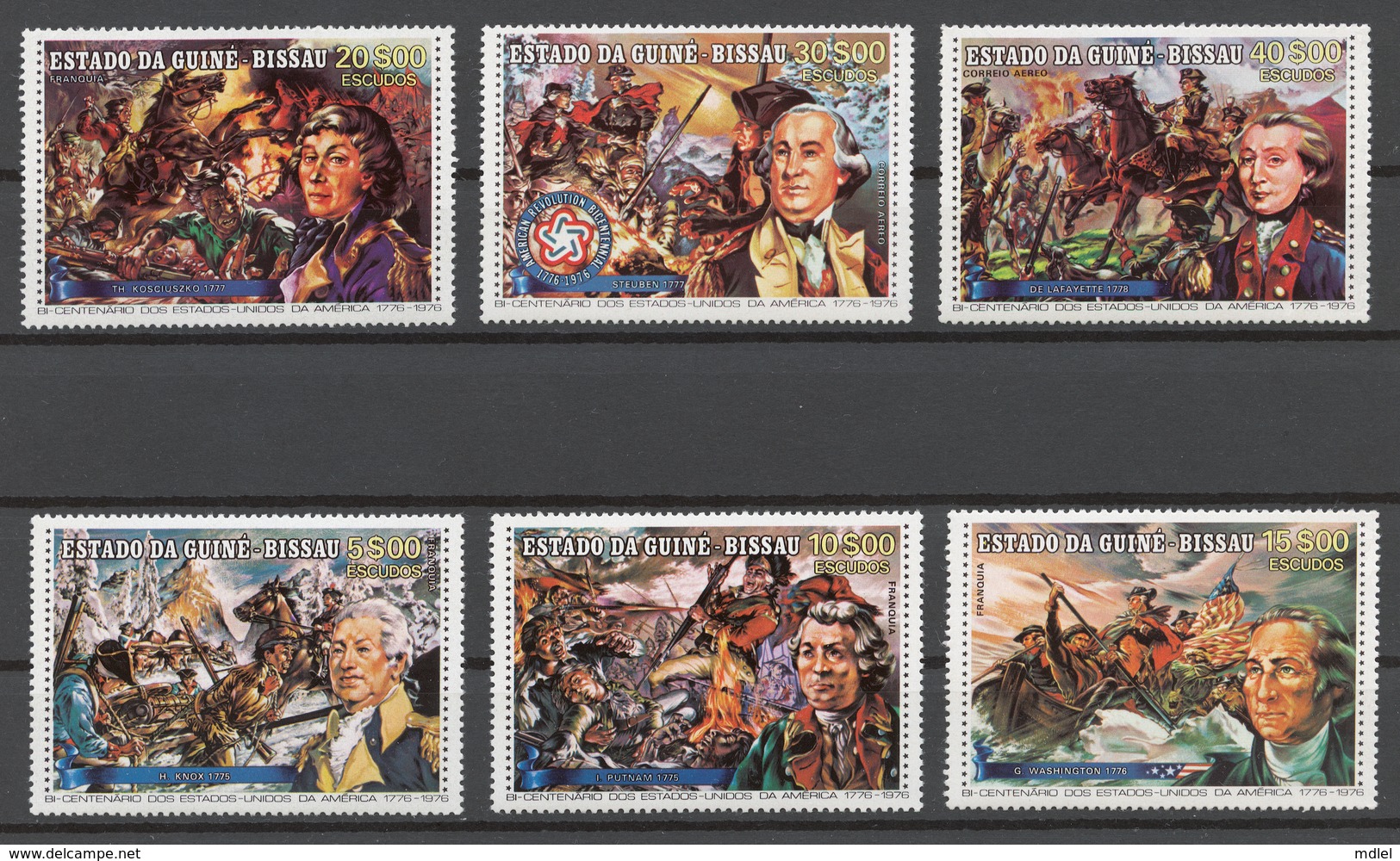 Guinea-Bissau 1976 Mi# 360-65+ Bl.3** AMERICAN REVOLUTION, BICENTENNIAL - Guinée-Bissau