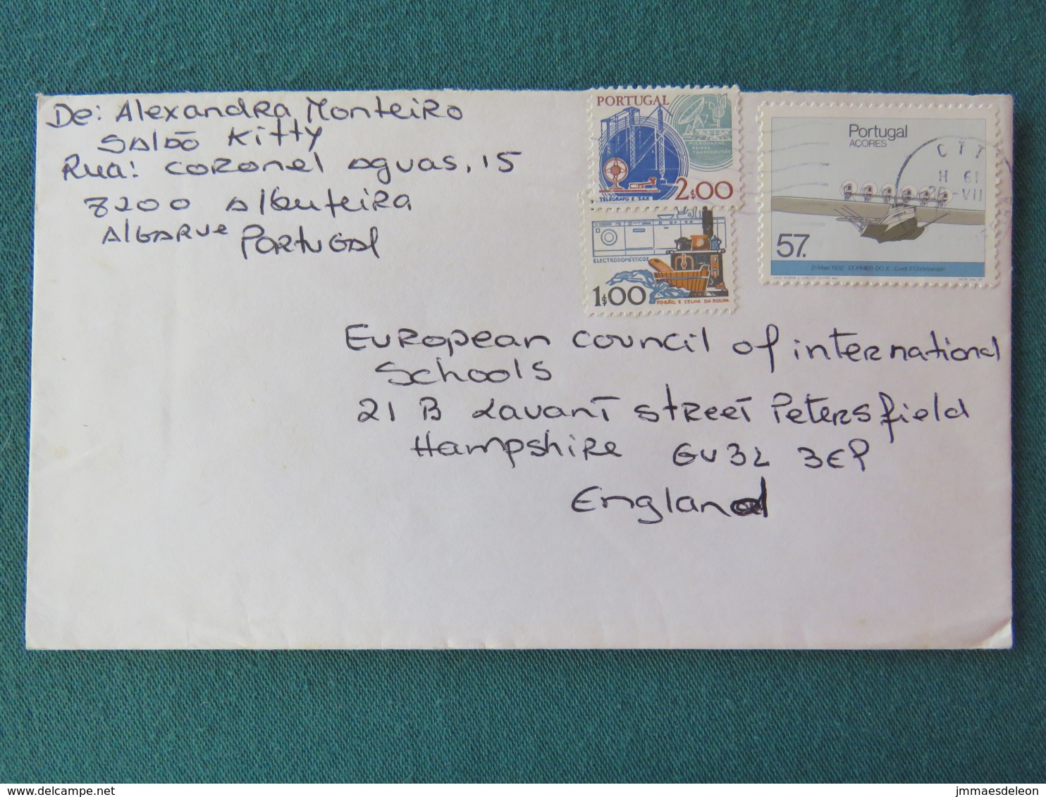 Portugal Cover To England - Plane - Electricity - Lettres & Documents