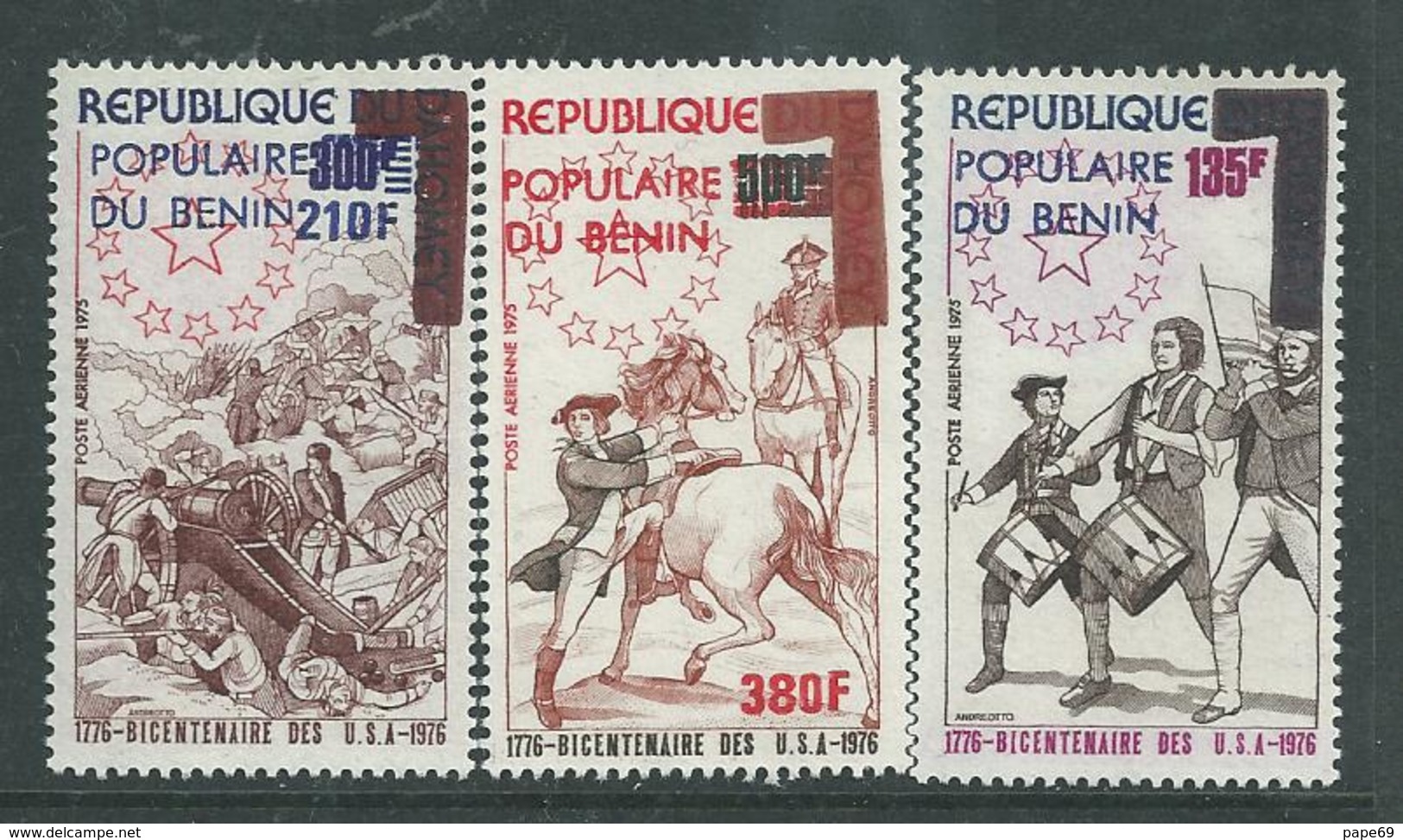 Bénin PA  N° 260 / 62 X  Bicentenaire De L'Indépendance Des Etats-Unis.  Les 3 Valeurs Trace De Charnière Sinon TB - Bénin – Dahomey (1960-...)