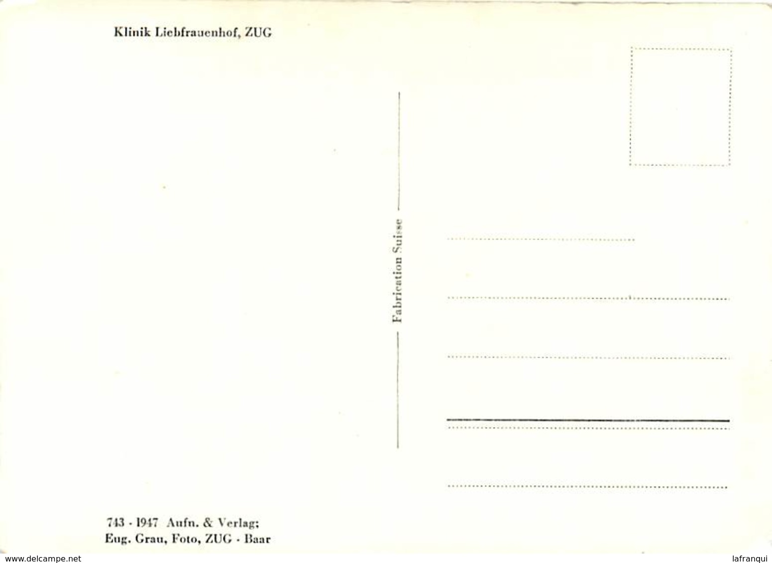 Gd Format :environ15cms X10cms -ref Y131- Suisse - Klinik Liebfrauenhof - Zug - - Zoug