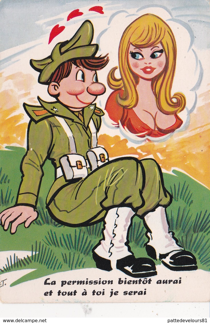 CPM Pin-up Sexy Soldat Qui Rêve Militaire Permission Militaria Illustrateur - Humoristiques