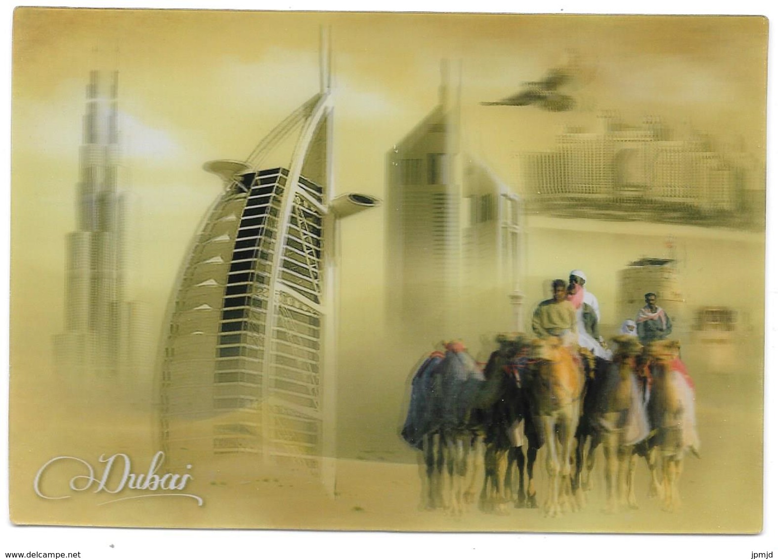 DUBAI - A Camel Caravan Blends The Past And Present Of Dubai - 3d Lenticular Postcard - Format: 11 X 16 Cm - Dubai