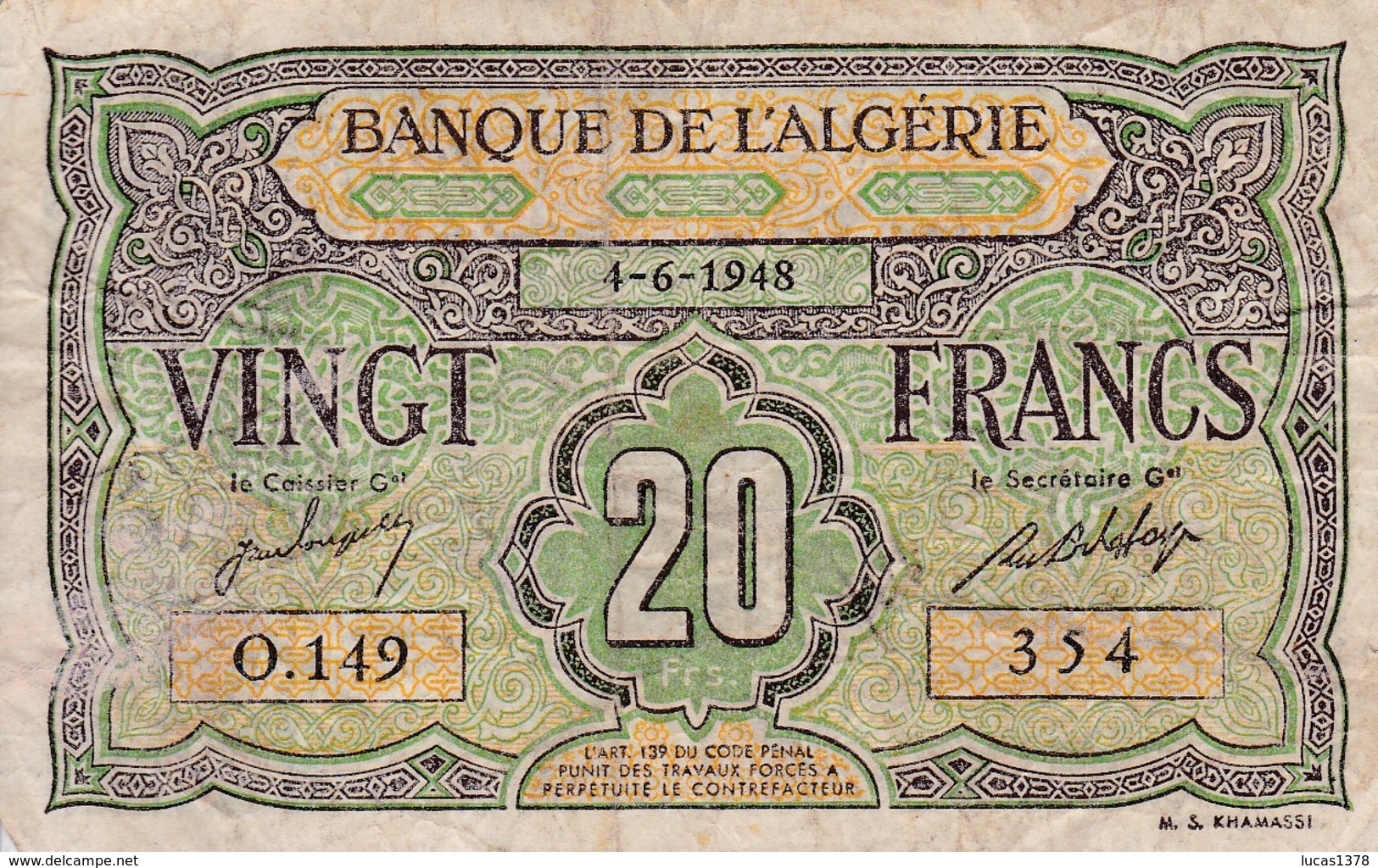 ALGERIE - ALGERIA - 20 Francs Du 4/6/1948 - Algérie