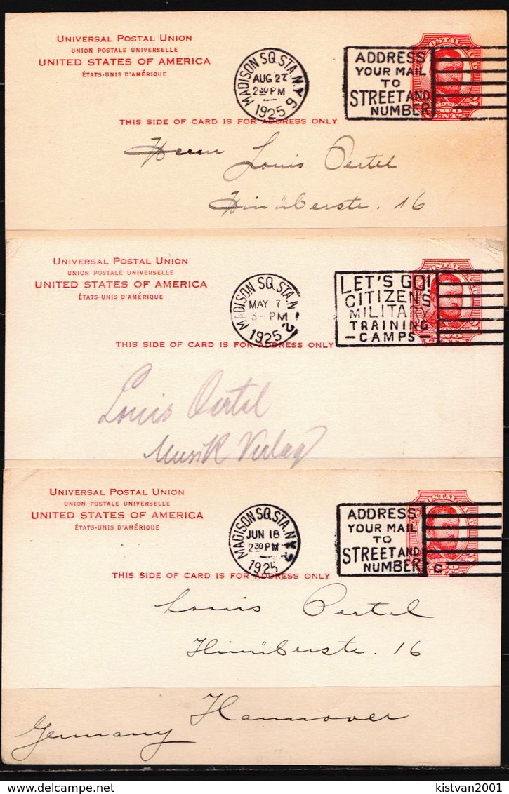 Postal History: USA 10 Postal Stationary Cards With Slogans From 1925 Sent From Madison SG - 1921-40