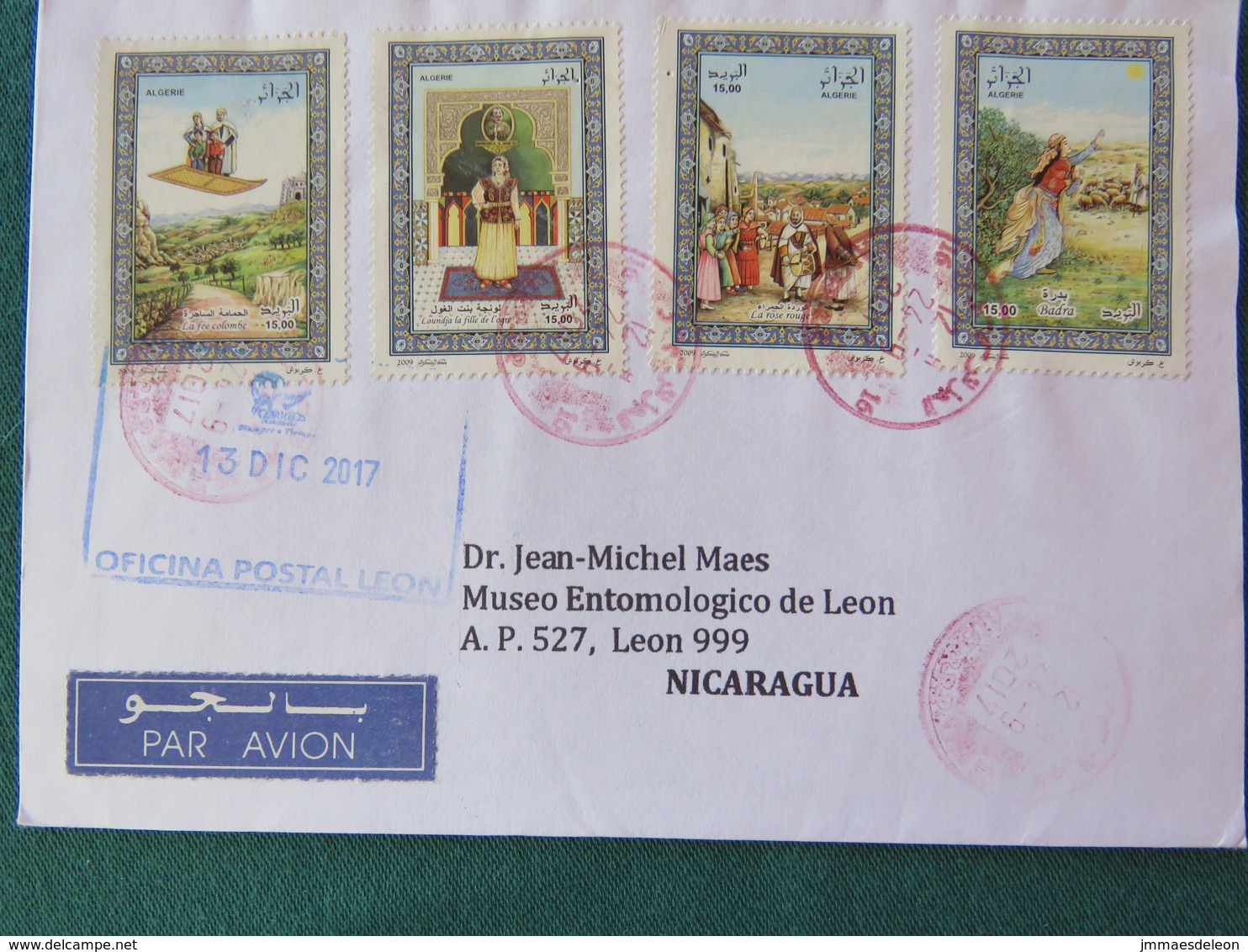 Algeria 2017 Cover To Nicaragua - Legends Flying Carpet - Fairy Tales - Algérie (1962-...)