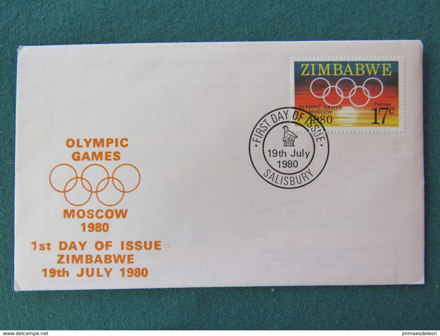 Zimbabwe 1980 FDC Cover - Moscow Olympic Games Rings - Zimbabwe (1980-...)