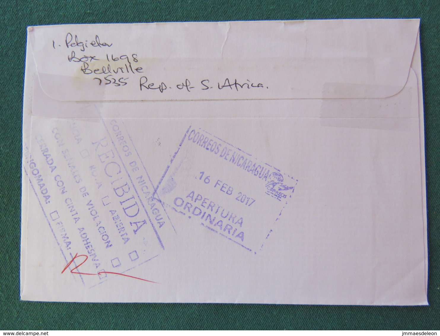 South Africa 2017 Cover To Nicaragua - Hospital Congress Medecine S.s. - Lettres & Documents