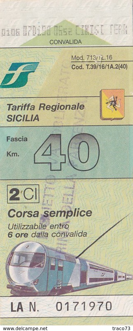 TARIFFA REGIONALE SICILIA / CORSA SEMPLICE  - FASCIA 40 KM - Europe