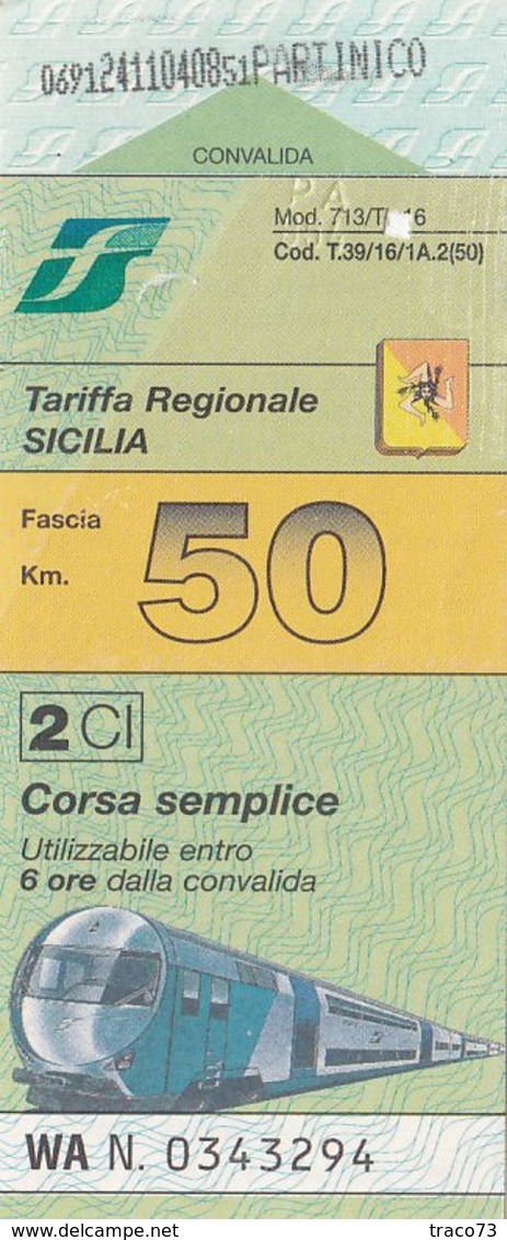 TARIFFA REGIONALE SICILIA / CORSA SEMPLICE  - FASCIA 50 KM - Europa