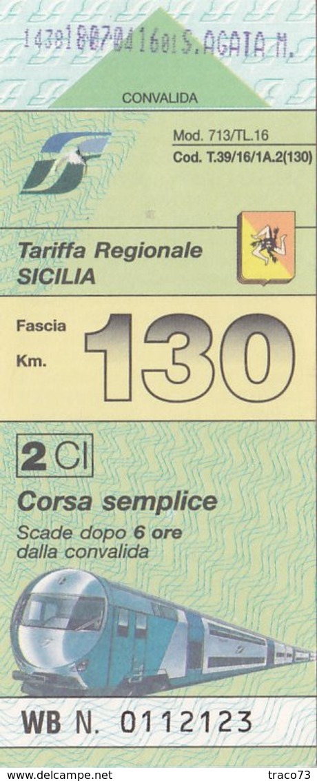 TARIFFA REGIONALE SICILIA / CORSA SEMPLICE  - FASCIA 130 KM - Europa