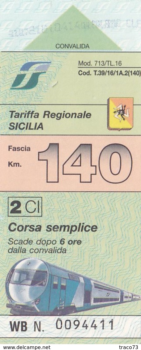 TARIFFA REGIONALE SICILIA / CORSA SEMPLICE  - FASCIA 140 KM - Europa