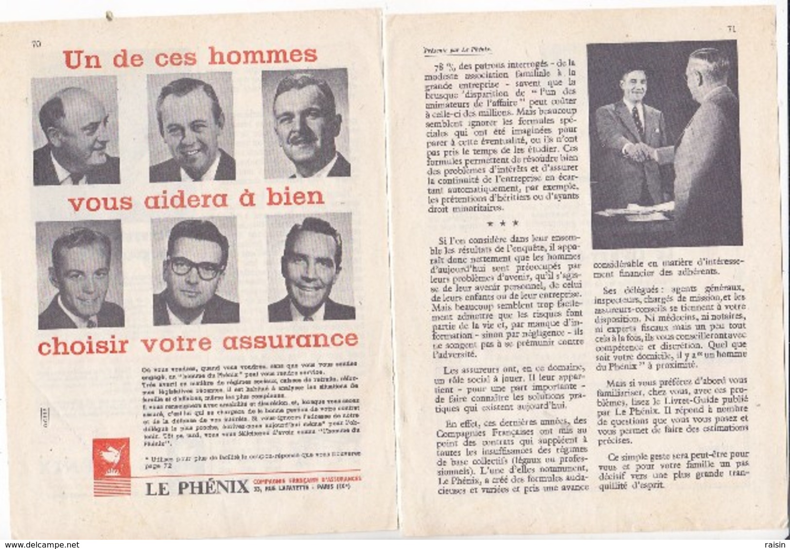 Pub.1960  Le Phénix Assurance  3 Pages 1/2  TBE - Publicités