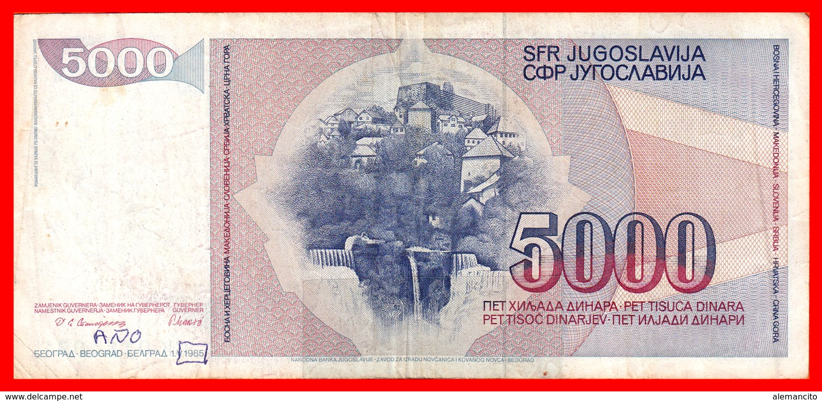 BILLETE YUGOSLAVIA. 5.000 DINARES. 1985. - Yougoslavie