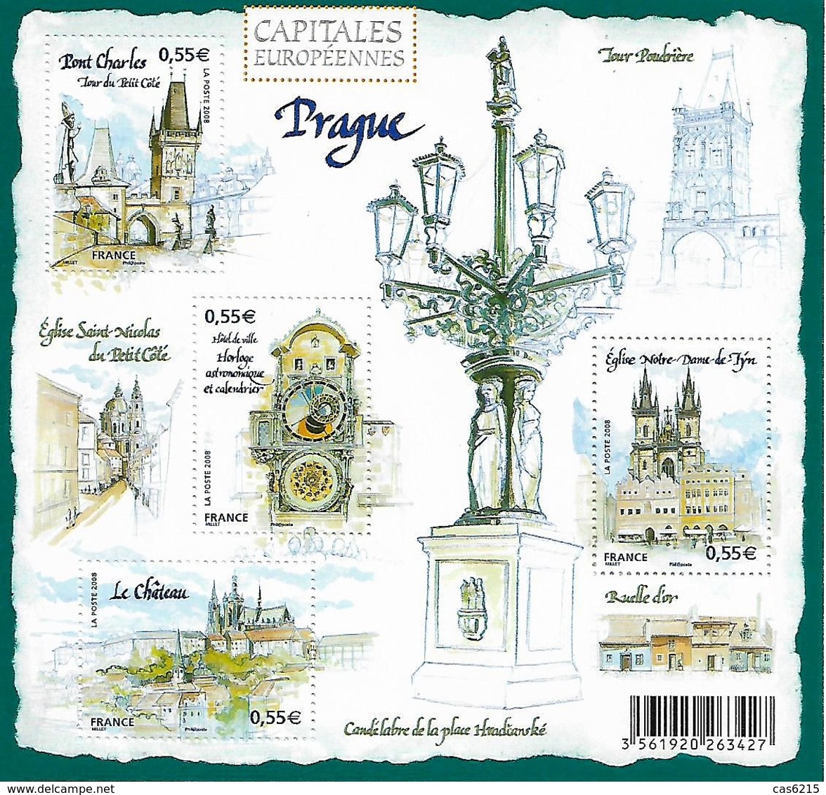 France 2008 Capitales Européennes PRAGUE République Tchèque, 1 Bloc Mnh - Neufs