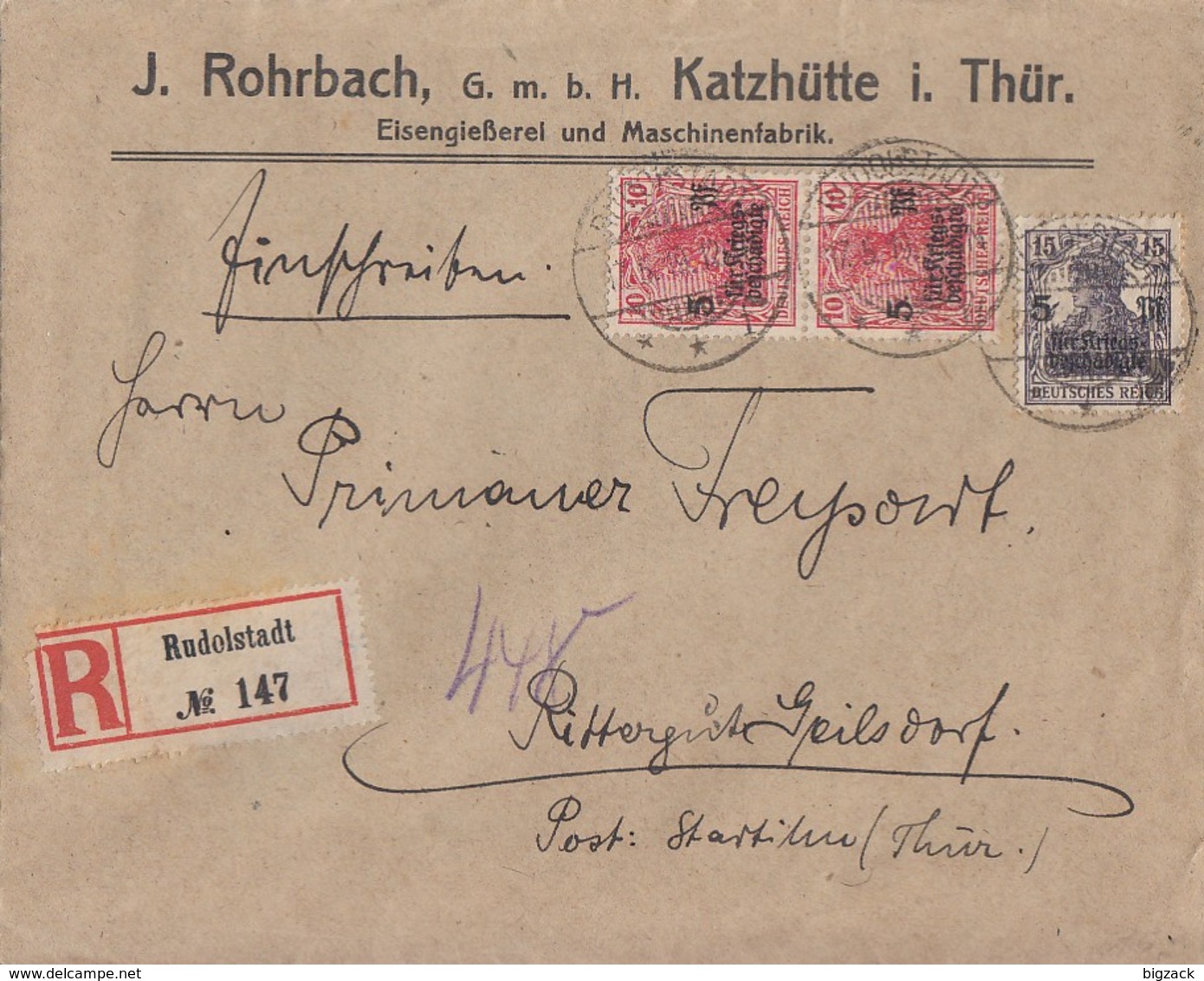 DR R-Brief Mif Minr.2x 105, 106 Rudolstadt 17.5.19 - Briefe U. Dokumente