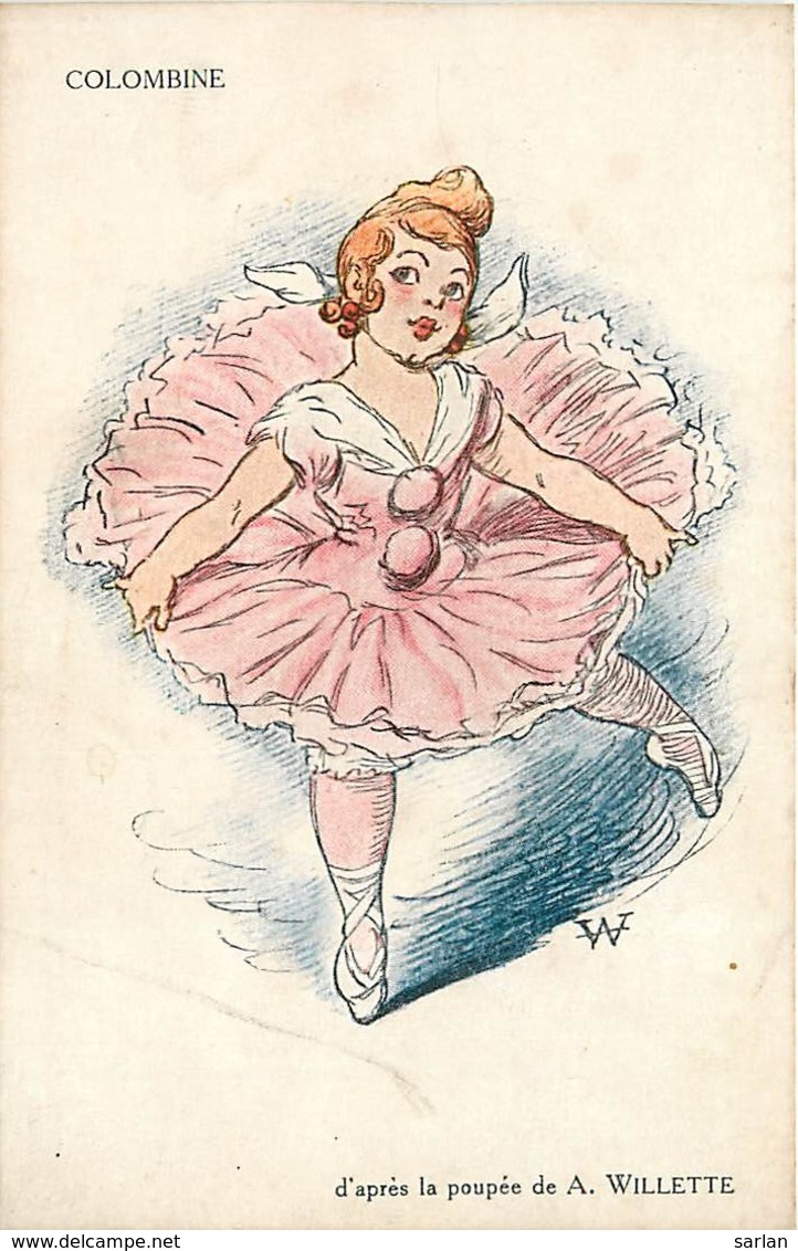 Illustration De WILLETTE , Poupée PIERROT Colombine Pierrette , * 399 86 - Wilette