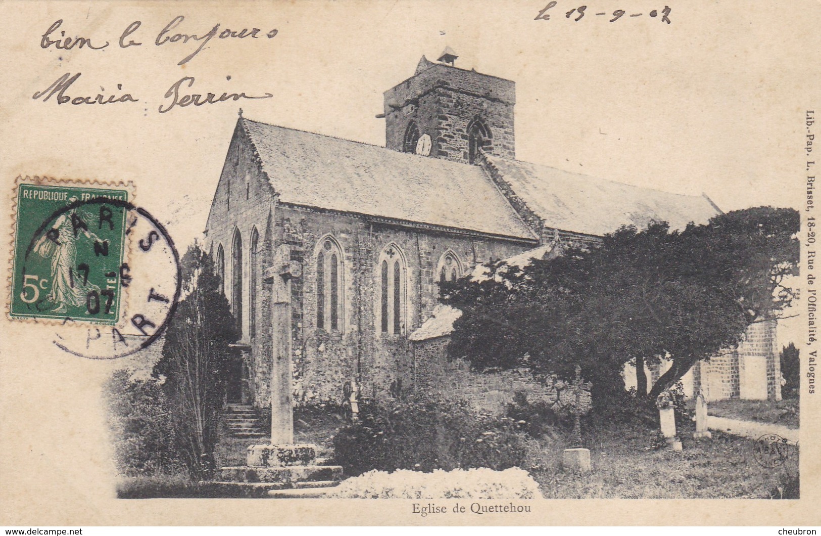 50. QUETTEHOU. CPA . L'EGLISE. ANNEE 1902 - Autres & Non Classés