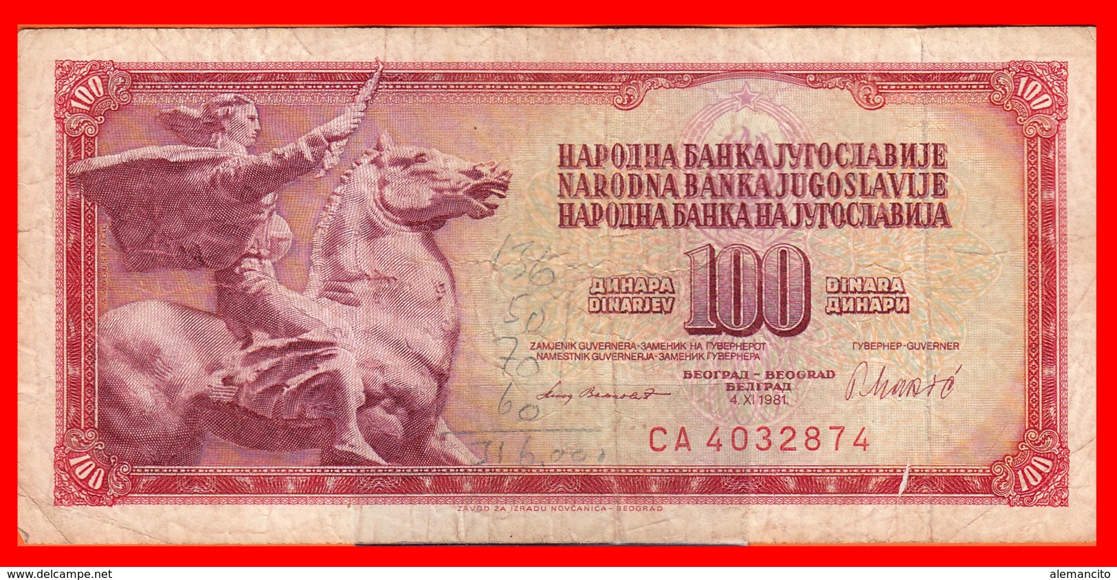 BILLETE YUGOSLAVIA. 100 DINARES. 1981. - Yugoslavia