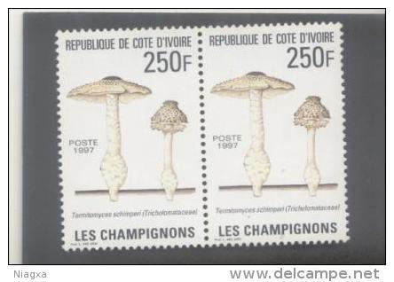Côte D'Ivoire MNH Champignon  2v Non Répertorié- RARE Réimpression De 1997 Termitomyces YT 953 Michel 1145 - Côte D'Ivoire (1960-...)