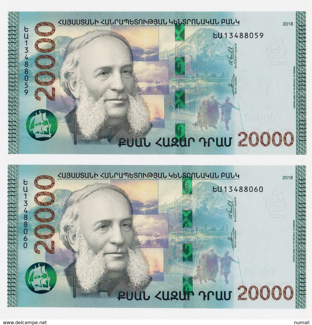 REPUBLIC OF ARMENIA 10000 20000 50000 DRAM BANKNOTES SET 2018 YEAR - Armenien