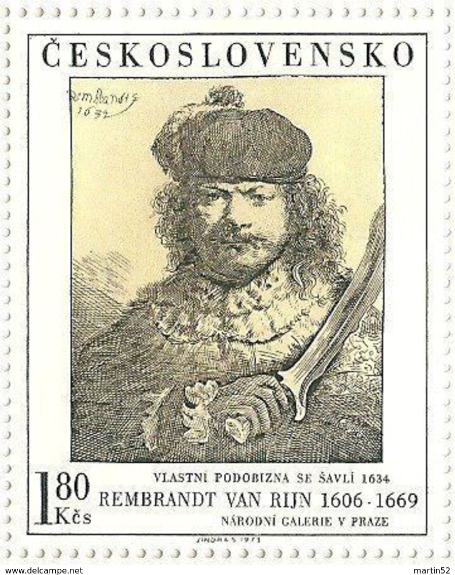 CSSR Tchécoslovaquie 1973: Mi 2174-2177 Yv 2018-2022 Block ** MNH Rembrandt Van Rijn Kubista Bohun Madonna - Rembrandt