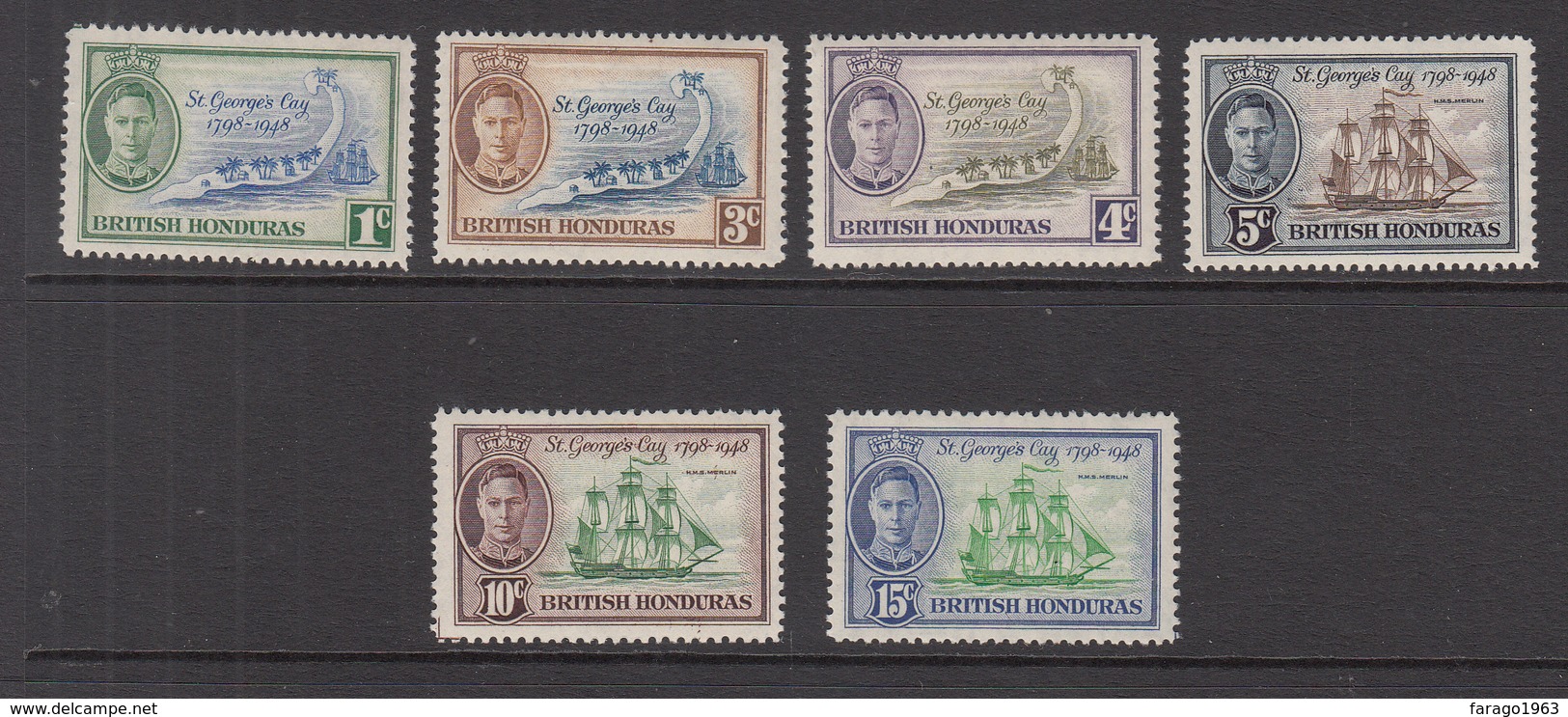 1949 British Honduras KGVI Battle Ships Maps Set Of 6  MNH  (from Old New Issue Collection - Never Opened Until 2018) - British Honduras (...-1970)