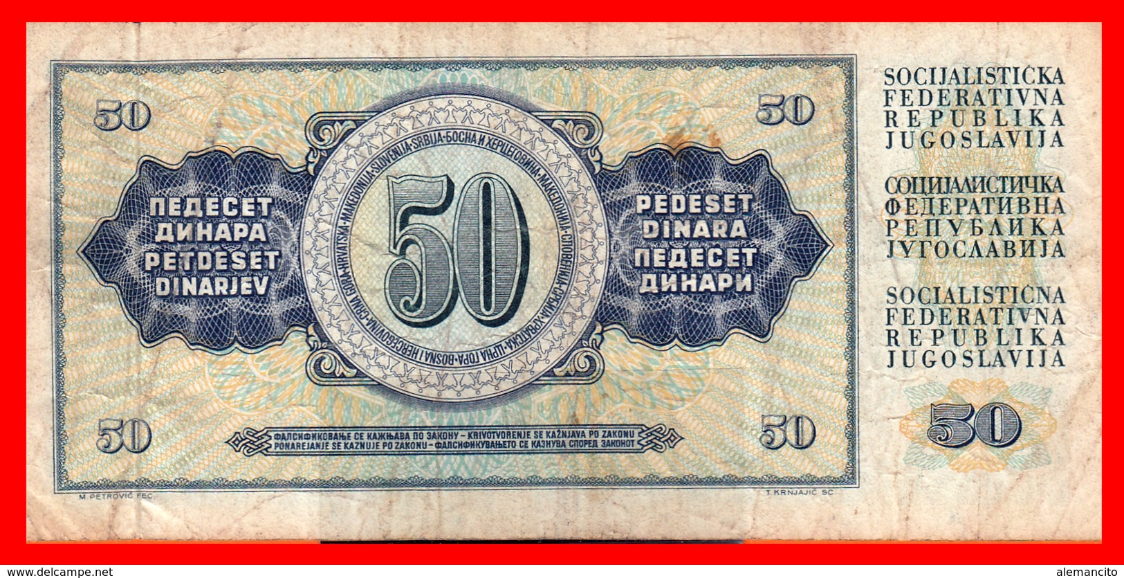 BILLETE YUGOSLAVIA. 50 DINARES. 1968. - Yugoslavia