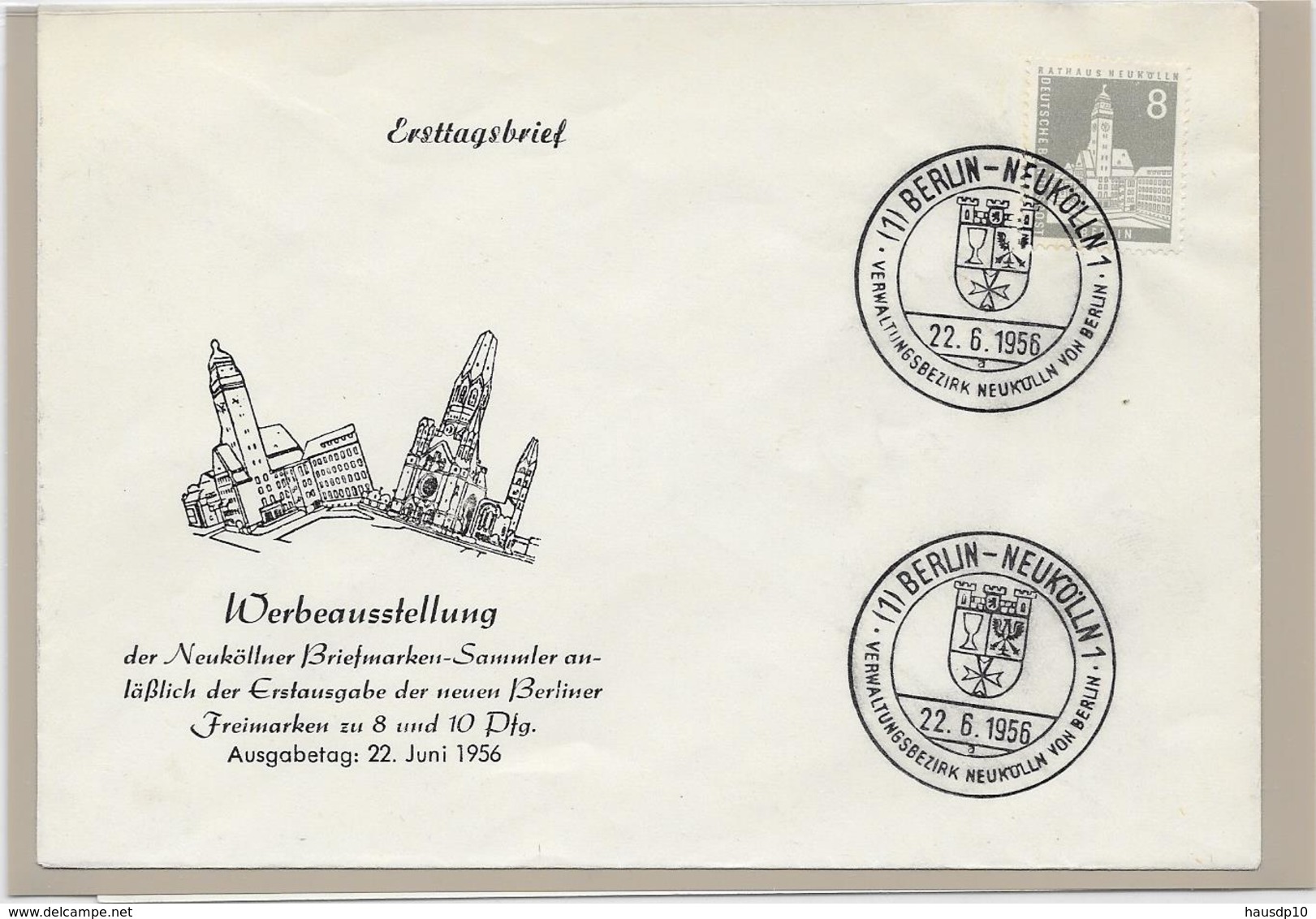 FDC Berlin Mi.143 Berlin Neukölln 1, 22.6.1956 - Sonstige & Ohne Zuordnung